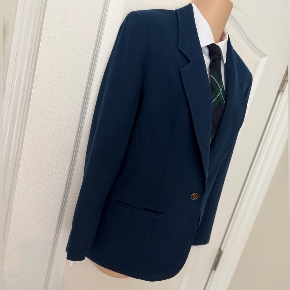 Vintage 70s Pendleton Gorgeous Classic Navy Blue 100% Virgin Wool Blazer, Sz 10 - Picture 7 of 15